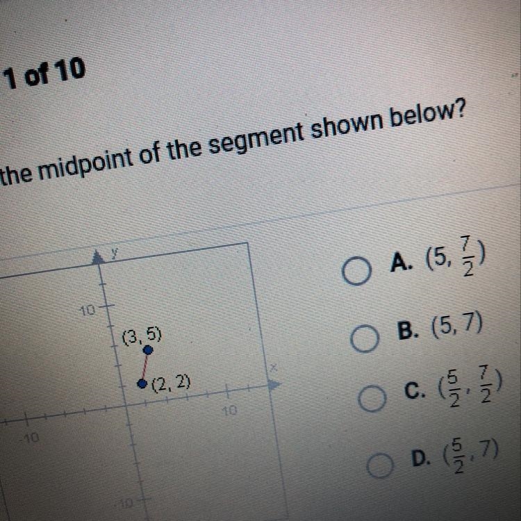 What is the midpoint of the segment shown below-example-1