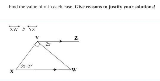 Find the value of x in each case. Give reasons to justify your solutions! NEEDED ASAP-example-1