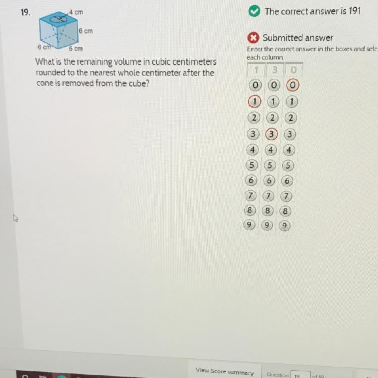 What is the remaining volume in cubic centimeters rounded to the nearest whole centimeter-example-1