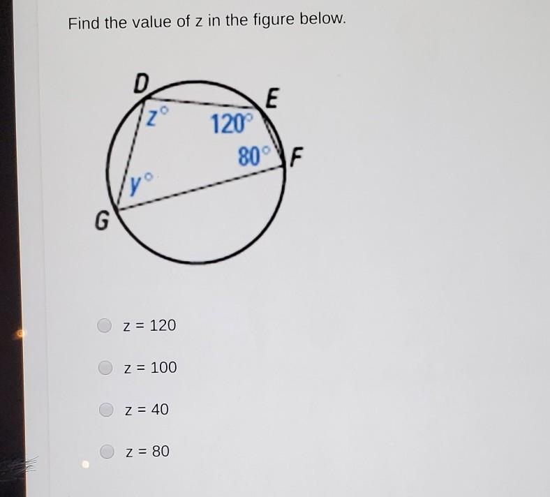 Find the value of z in the figure below. .​-example-1