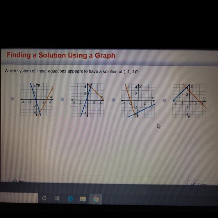 Which system of linear equations to have a solution of (-1, 4)-example-1