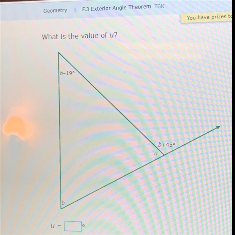 What is the value of u? (Geometry problem)-example-1