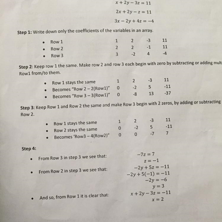 Solve the following system of equations using the Tons using the Gaussian Method of-example-1