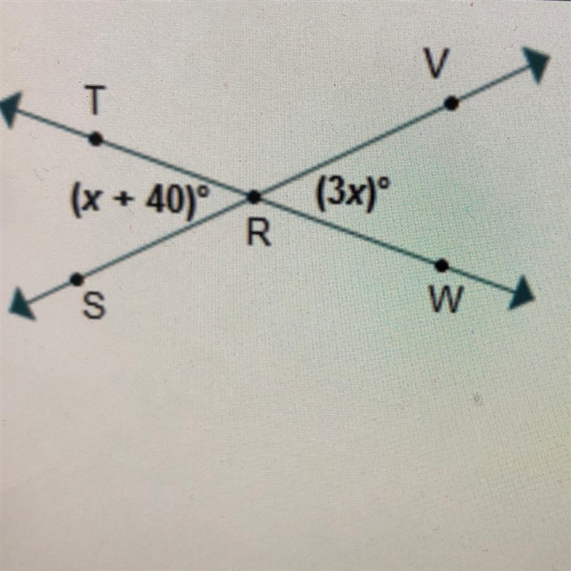 What is the value of x? (x + 40) (3x) O 20 R O O 35 O O ASAP-example-1