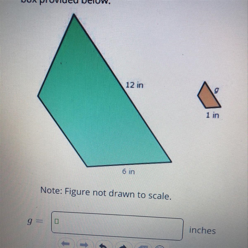 If the following shapes are similar then find the measure of the missing length g-example-1