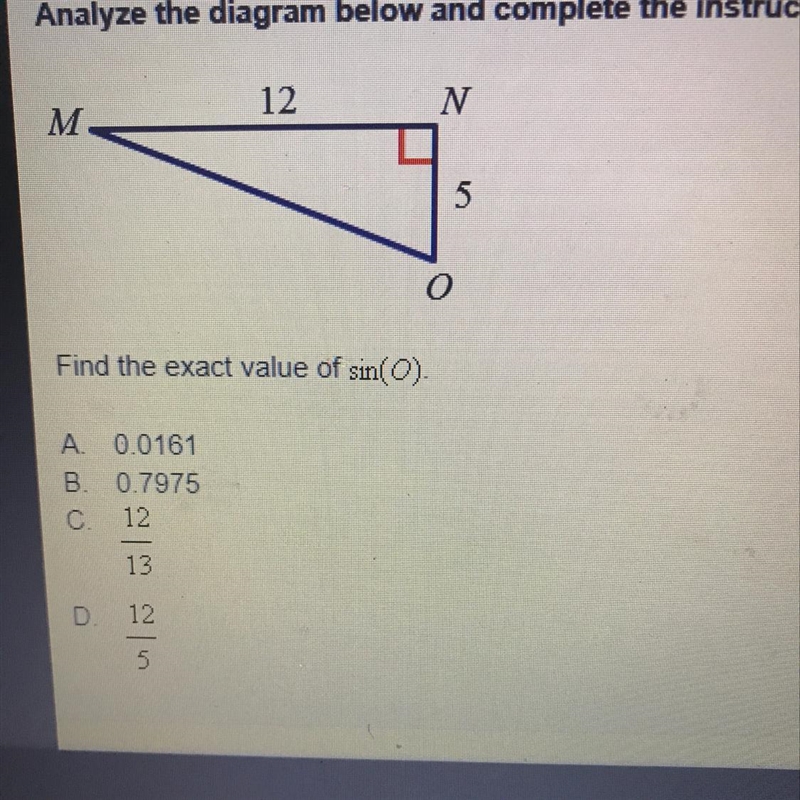 Find the exact value of sin (O)-example-1