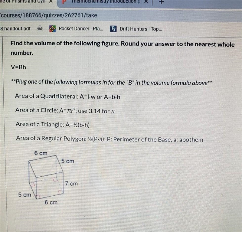 Find the volume of the following figure. Round your answer to the nearest whole number-example-1