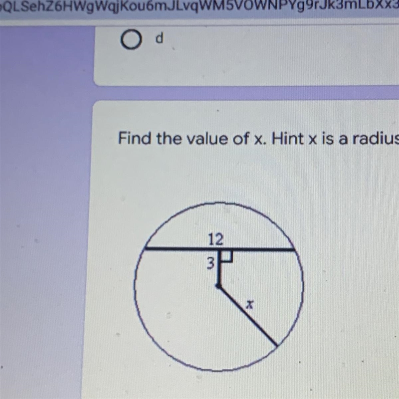 Find the value of X, X is a radius. A- 11.6 B- 12.4 C- 6.7 D- 8.0-example-1