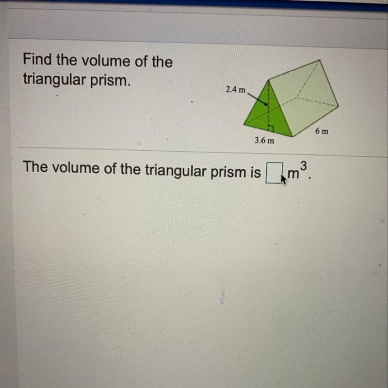 Please help! ~Find the volume of the triangular prism~-example-1