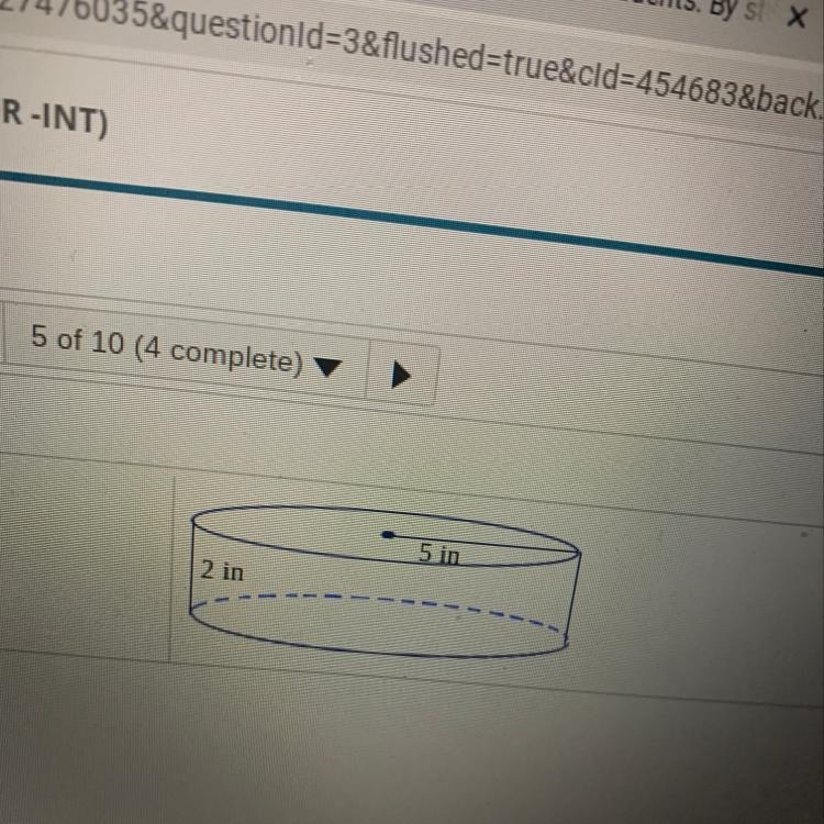 Find the volume in the cylinder in terms of π (pi) and to the nearest tenth .-example-1