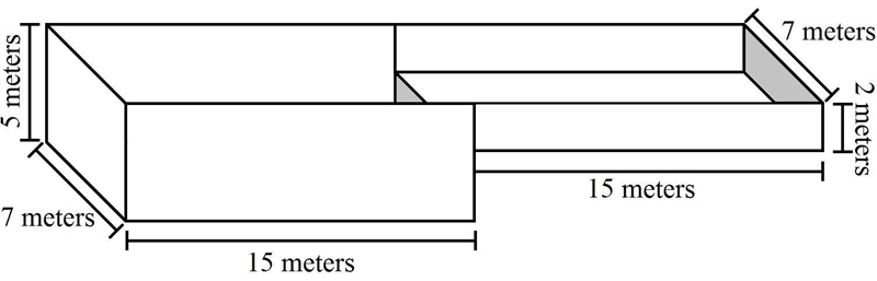 The dimensions of the Surf City Community Pool are shown below. How many cubic meters-example-1