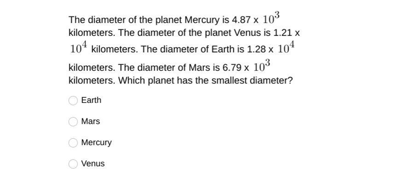 Which planet has the smallest diameter? look at the picture!-example-1