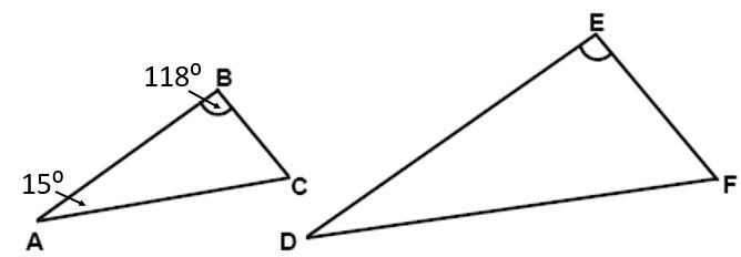 If triangle ABC is similar to DEF, what is the measure of angle F?-example-1