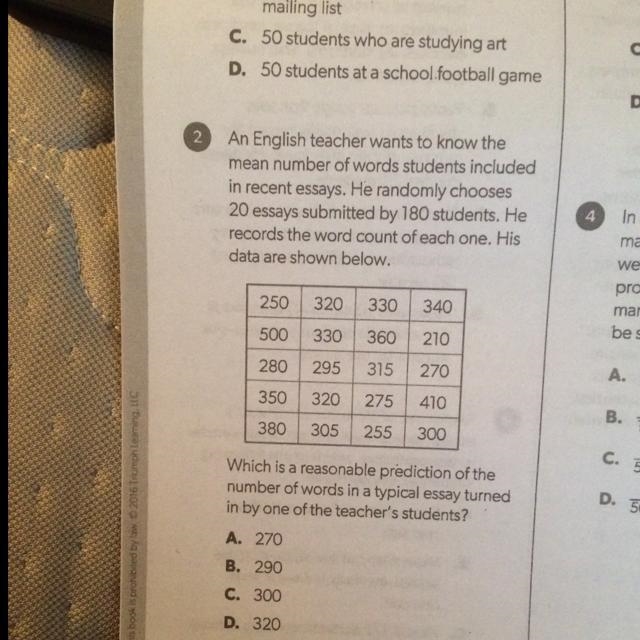 An English teacher wants to know the mean number of words students included in recent-example-1