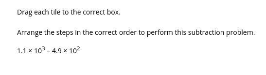 Arrange the steps in the correct order to perform this subtraction problem.-example-1