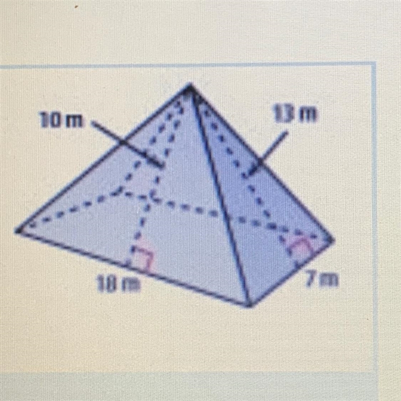 Find the surface area of the pyramid shown below. The base is a rectangle and the-example-1