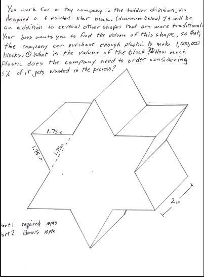 you work for a toy company in the toddler division. You designed a 6 pointed star-example-1