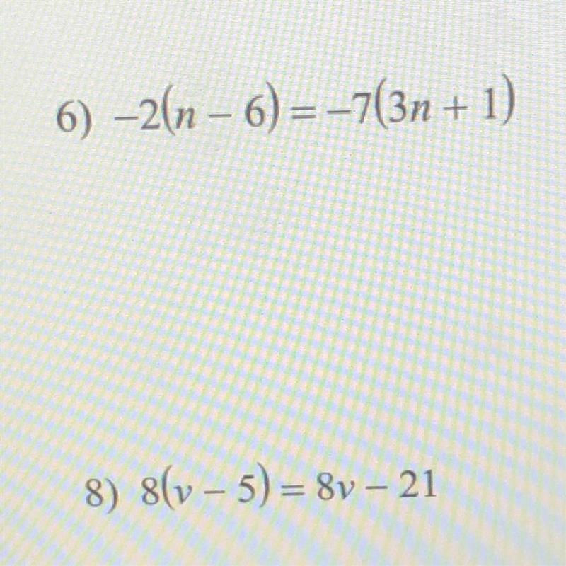 I need help on #6. Multi-step equations with a variable on both sides-example-1