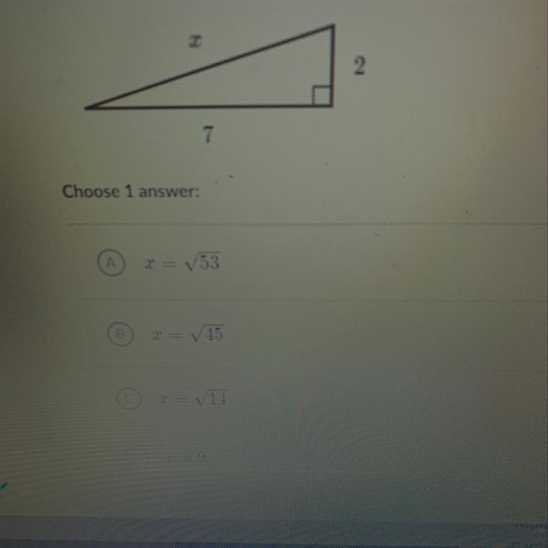 Find the value of x in the triangle shown below-example-1