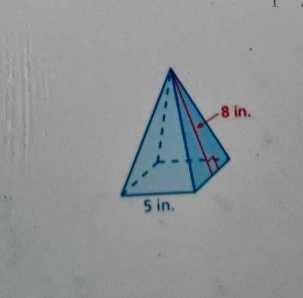 Find the surface area of the square pyramid. A)80 in B)105 in C)160 in D)210 in​-example-1