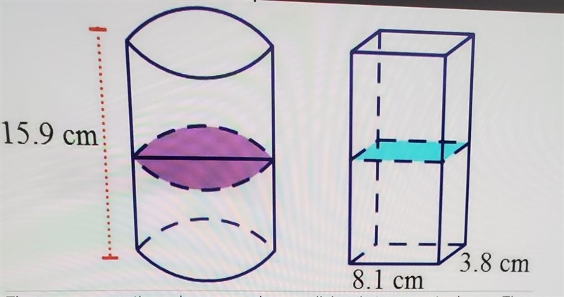 The two cross sections shown are taken parallel to their respective bases. The cross-example-1