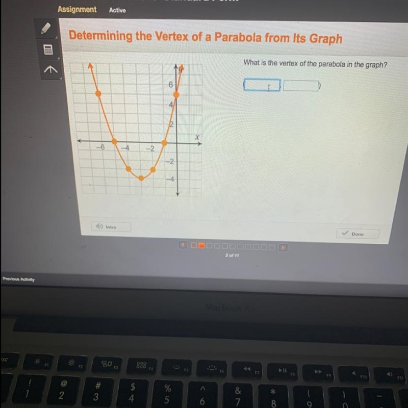 What is the vertex of the parabola in the graph?-example-1