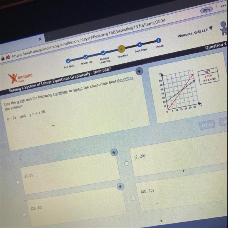 Use the graph and the following equations to select the choice that best describes-example-1