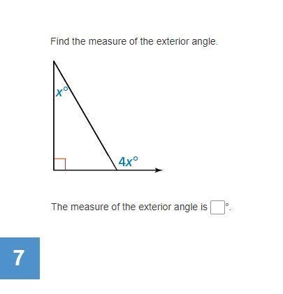 Find the measure of the exterior angle. I don't know what to do for 4x-example-1