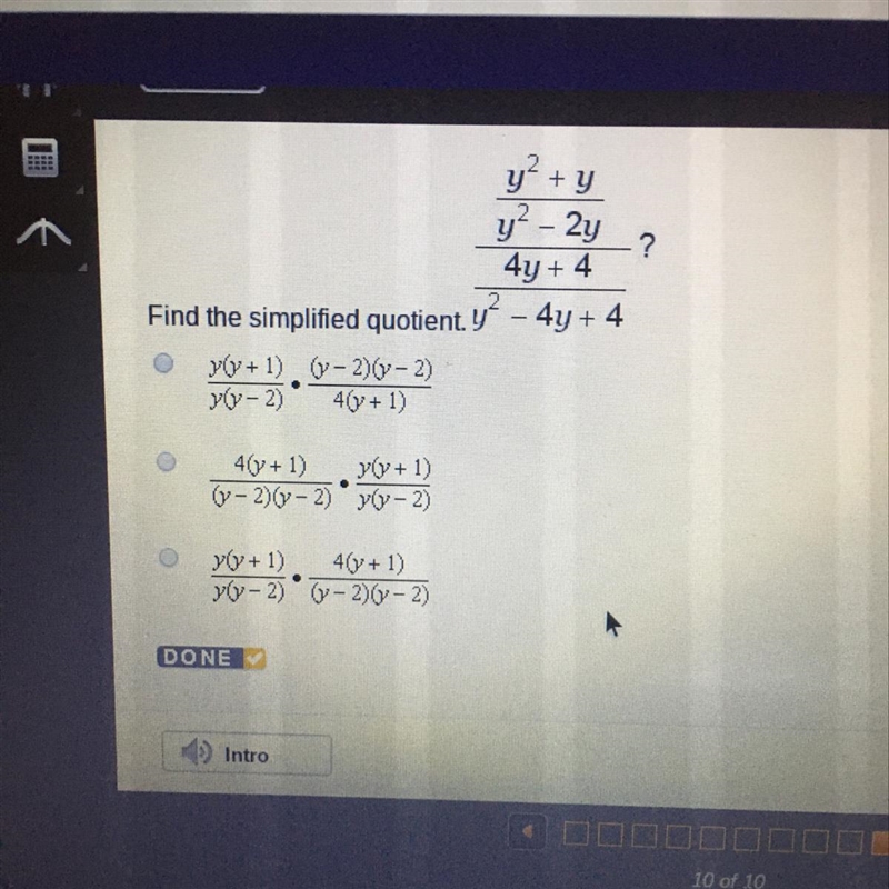 Find the simplified quotient. Y2-4y+4-example-1