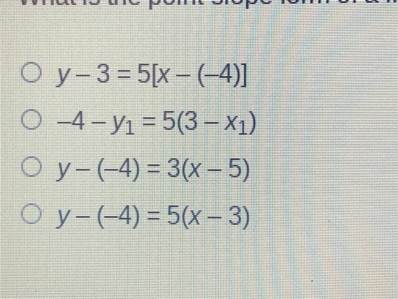 What is the point-slope from a line that has a slope of 5 and passes through the point-example-1