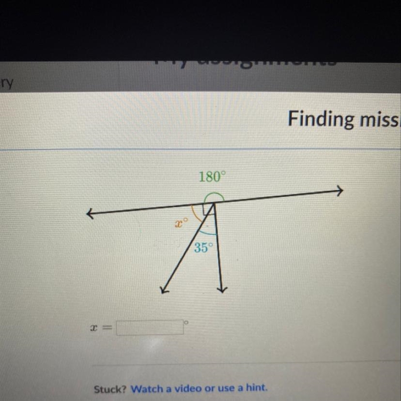 Find the missing angle.. x=??-example-1