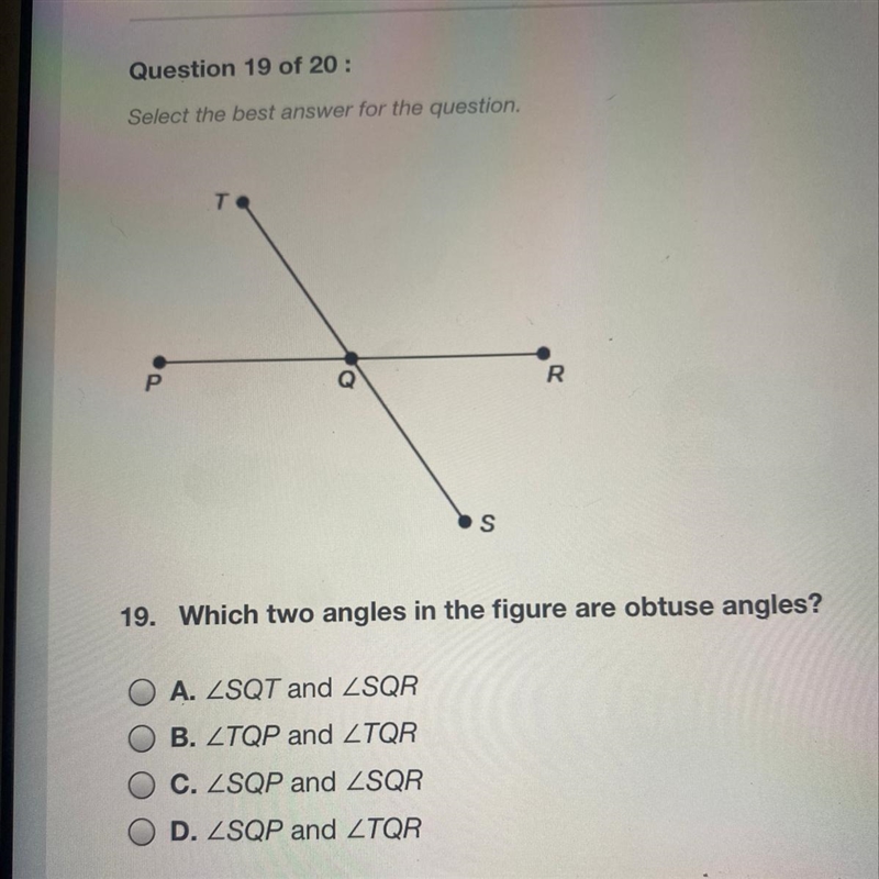 Which two angles in the figure are obtuse angles?-example-1