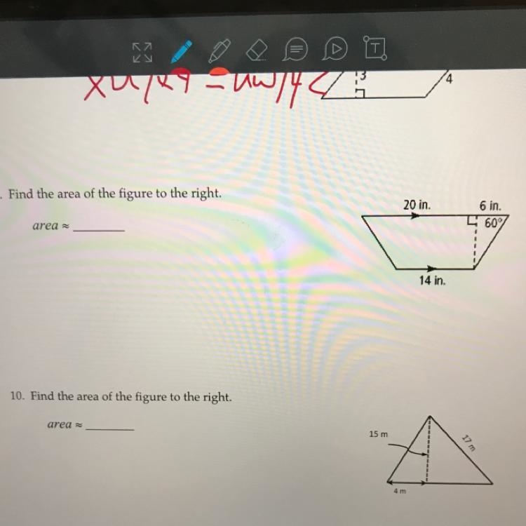 9. Find the area of the figure to the right. area 14 in-example-1