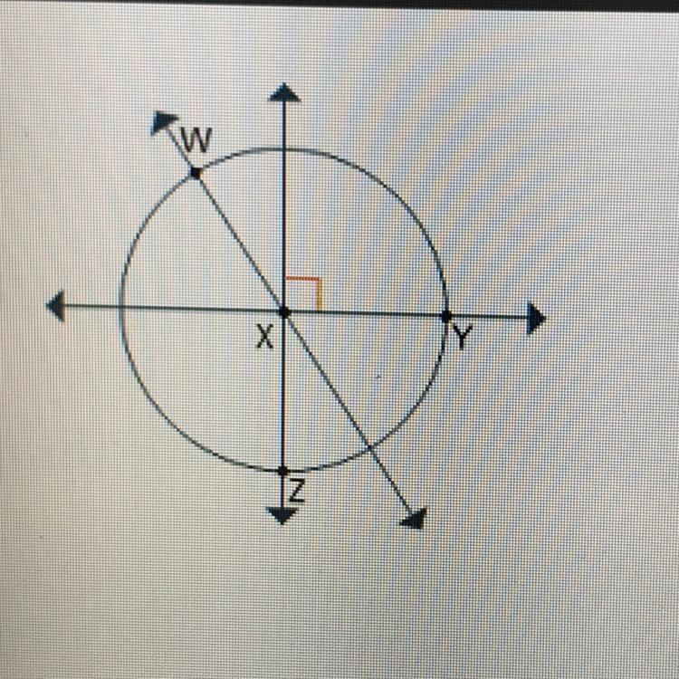 Which point is the center of the circle? o point w O point X O point Y point Z-example-1