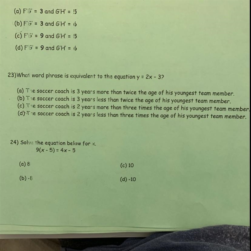 What word phrase is equivalent to the equation y=2x-3-example-1