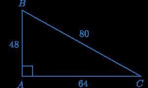 Use △ABC, in which AB=48, AC=64, and BC=80, to answer the question.-example-1