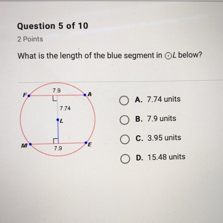 What is the length of the blue segment in OL below?-example-1