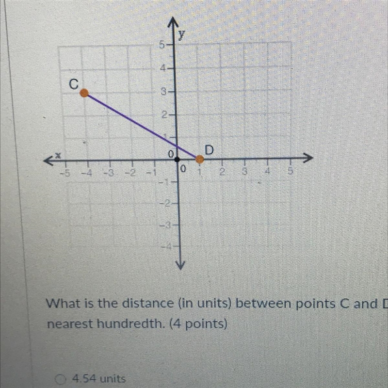 Look at points c and d what is the distance (in units) between points c and d?Round-example-1