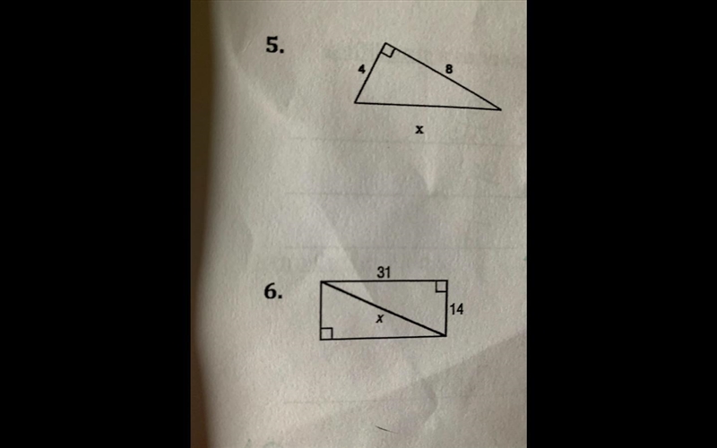 Find X in both problems using the pythagorean theorem-example-1