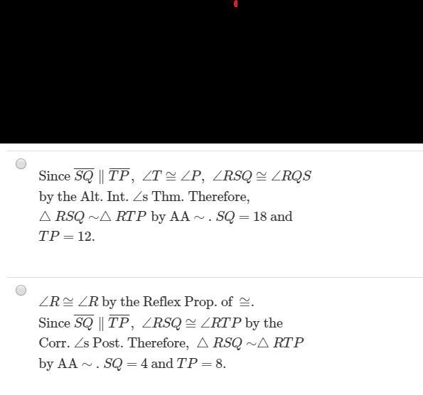 100 points for right answer Identify the correct explanation for why the triangles-example-1