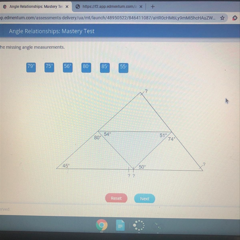 Find the missing angle measurements-example-1