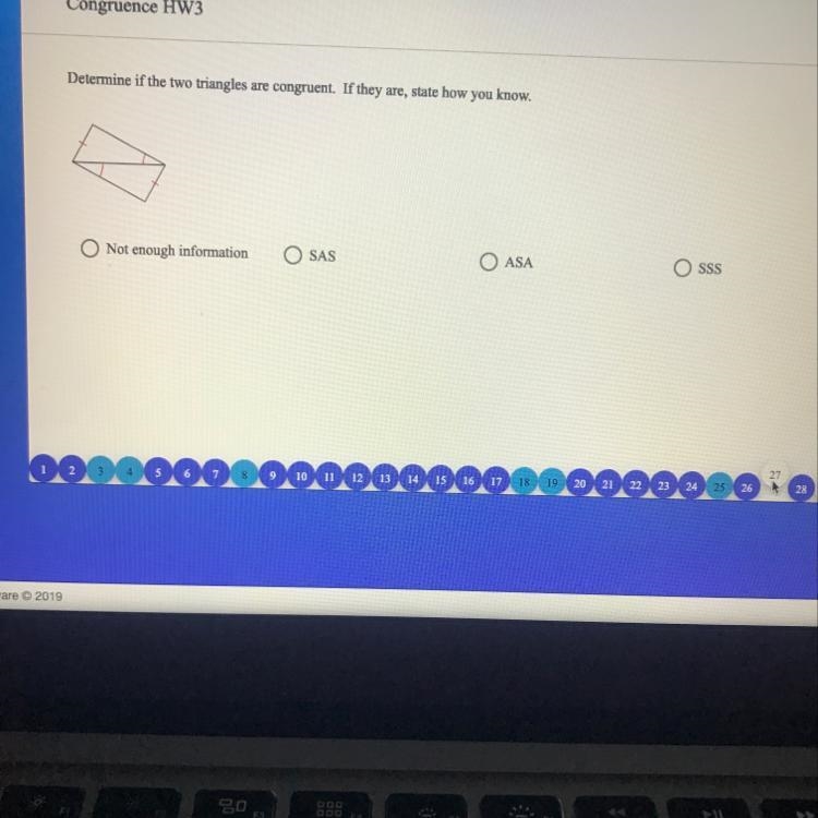 Determine if the two triangles are congruent-example-1