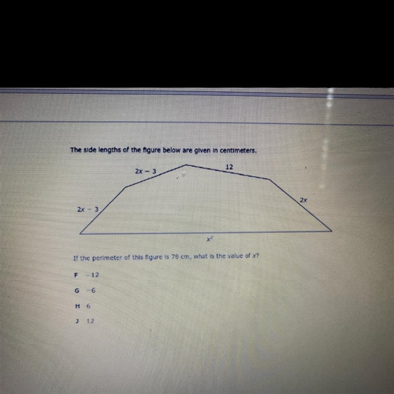 If the perimeter of this figure is 78 cm, what is the value of x?-example-1