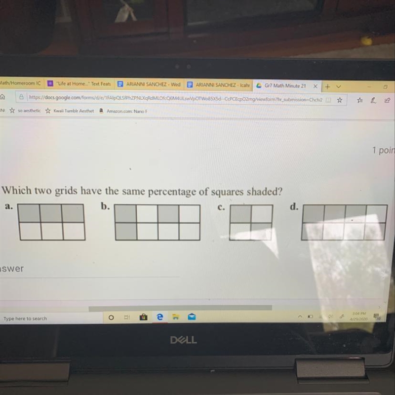 I need help figuring out which two grids have the same % please-example-1