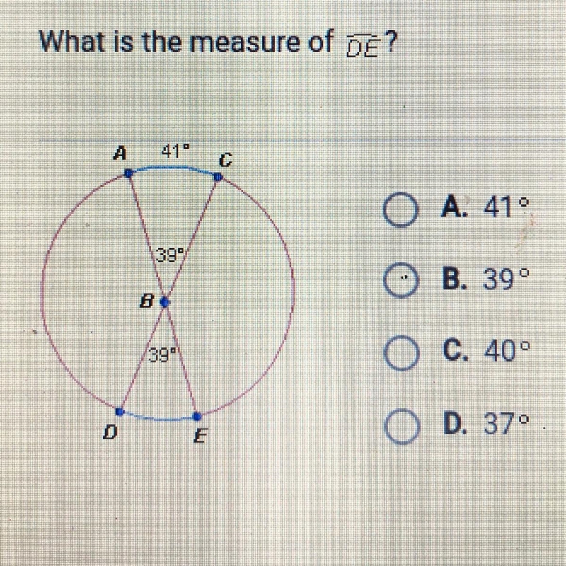 What is the measure of DE?-example-1