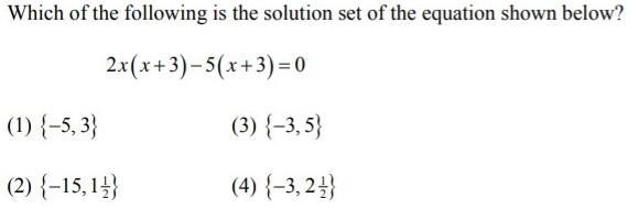 Which of the following is the solution set of the equation shown below? 2x(x+3)-5(x-example-1