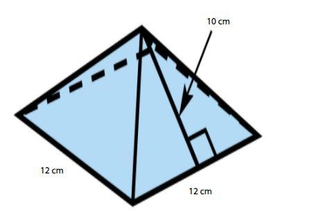 A square pyramid is shown sitting on its base. Please reply with... The surface area-example-1