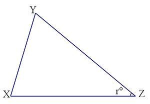 For acute triangle XYZ below, can you find the tangent ratio of angle r°?-example-1