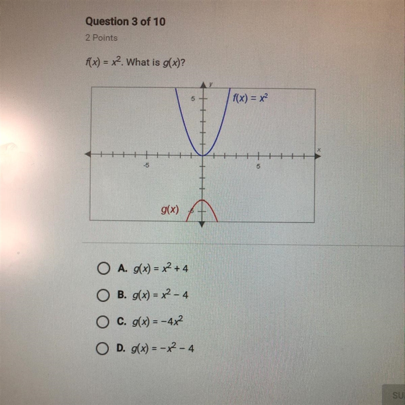 F(x) = x^2. What is g(x)?-example-1