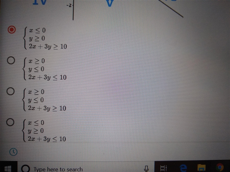 The diagram below shows the line 2x+3y=10 dividing the Cartesian plane into seven-example-2